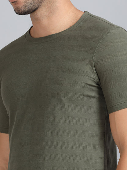 Mens Premium SIGNATURE JACQUARD ROUNDNECKS - FERN OLIVE TK738