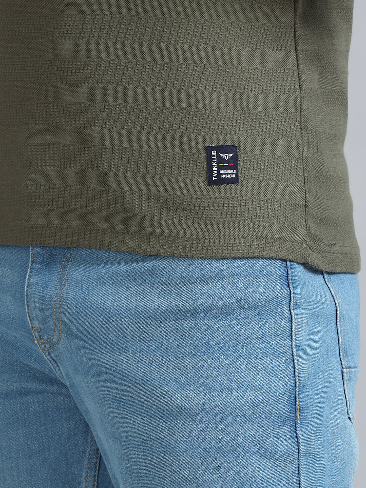 Mens Premium SIGNATURE JACQUARD ROUNDNECKS - FERN OLIVE TK738