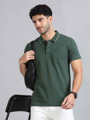 Mens Premium AOP Polo Tees - Green TK736