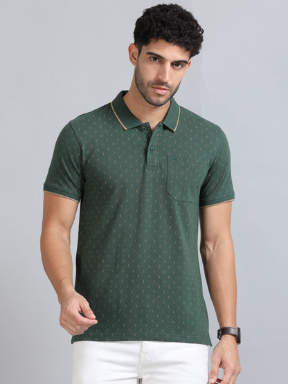 Mens Premium AOP Polo Tees - Green TK736