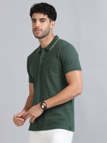 Mens Premium AOP Polo Tees - Green TK736