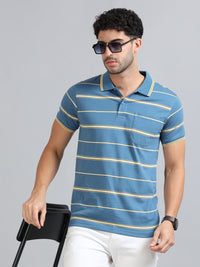 Mens Premium STRIPER POLO - TRUE BLUE TK737