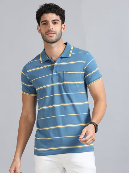 Mens Premium STRIPER POLO - TRUE BLUE TK737