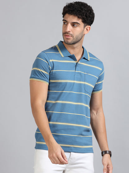 Mens Premium STRIPER POLO - TRUE BLUE TK737