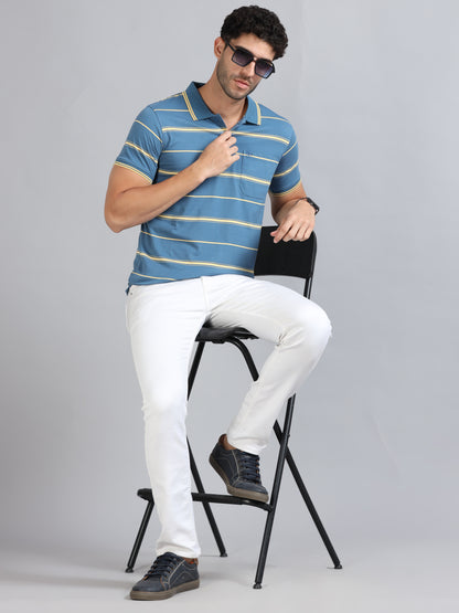 Mens Premium STRIPER POLO - TRUE BLUE TK737
