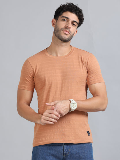 Mens Premium SIGNATURE JACQUARD ROUNDNECKS - MELON ORANGE TK738