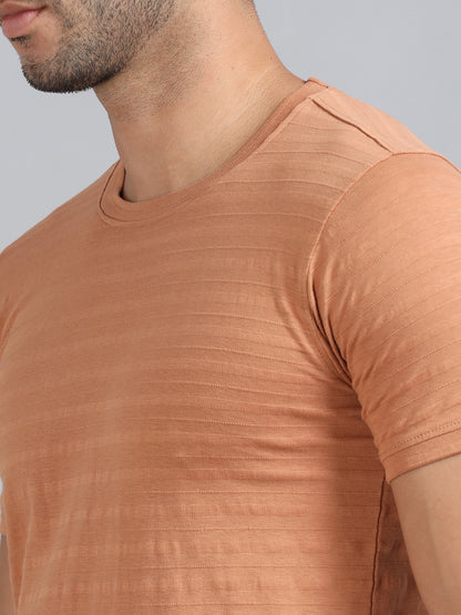 Mens Premium SIGNATURE JACQUARD ROUNDNECKS - MELON ORANGE TK738
