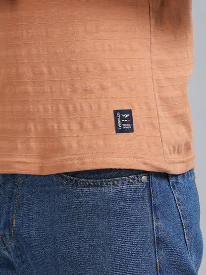 Mens Premium SIGNATURE JACQUARD ROUNDNECKS - MELON ORANGE TK738