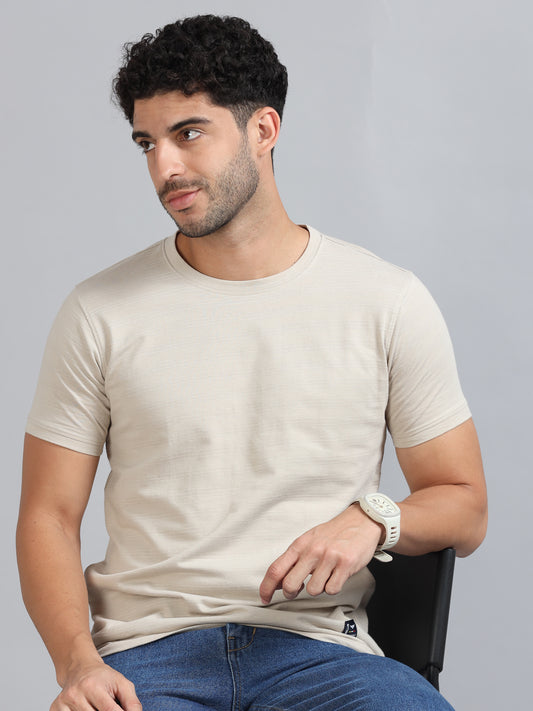 Mens Premium SIGNATURE JACQUARD ROUNDNECKS - HARBOR BEIGE  TK738