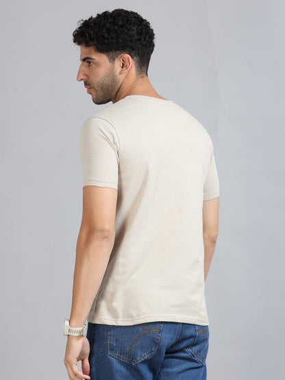 Mens Premium SIGNATURE JACQUARD ROUNDNECKS - HARBOR BEIGE  TK738