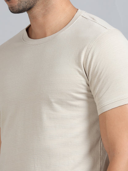 Mens Premium SIGNATURE JACQUARD ROUNDNECKS - HARBOR BEIGE  TK738