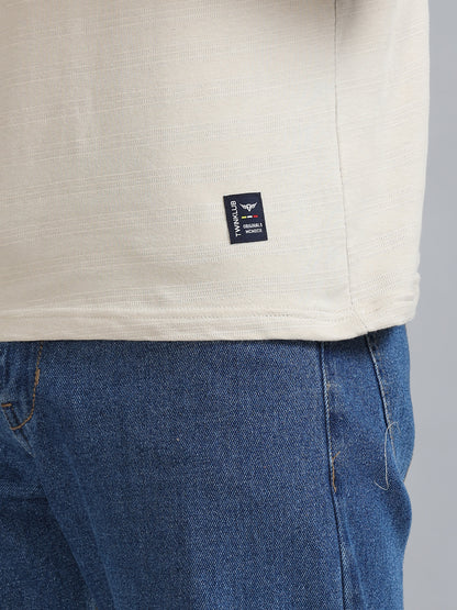 Mens Premium SIGNATURE JACQUARD ROUNDNECKS - HARBOR BEIGE  TK738