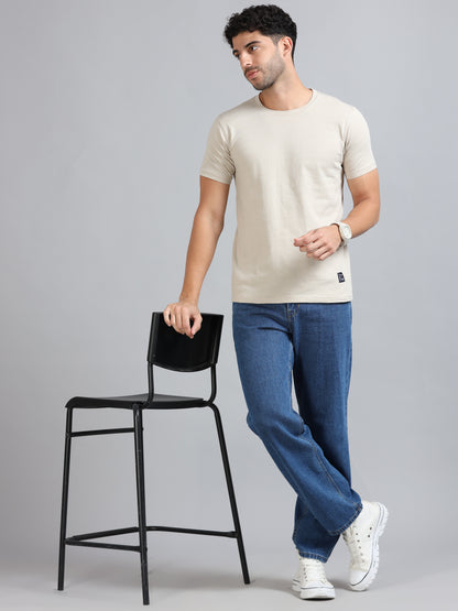 Mens Premium SIGNATURE JACQUARD ROUNDNECKS - HARBOR BEIGE  TK738