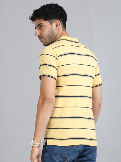 Mens Premium STRIPER POLO - BUTTER YELLOW TK737