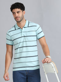 Mens Premium STRIPER POLO - ICE BLUE TK737