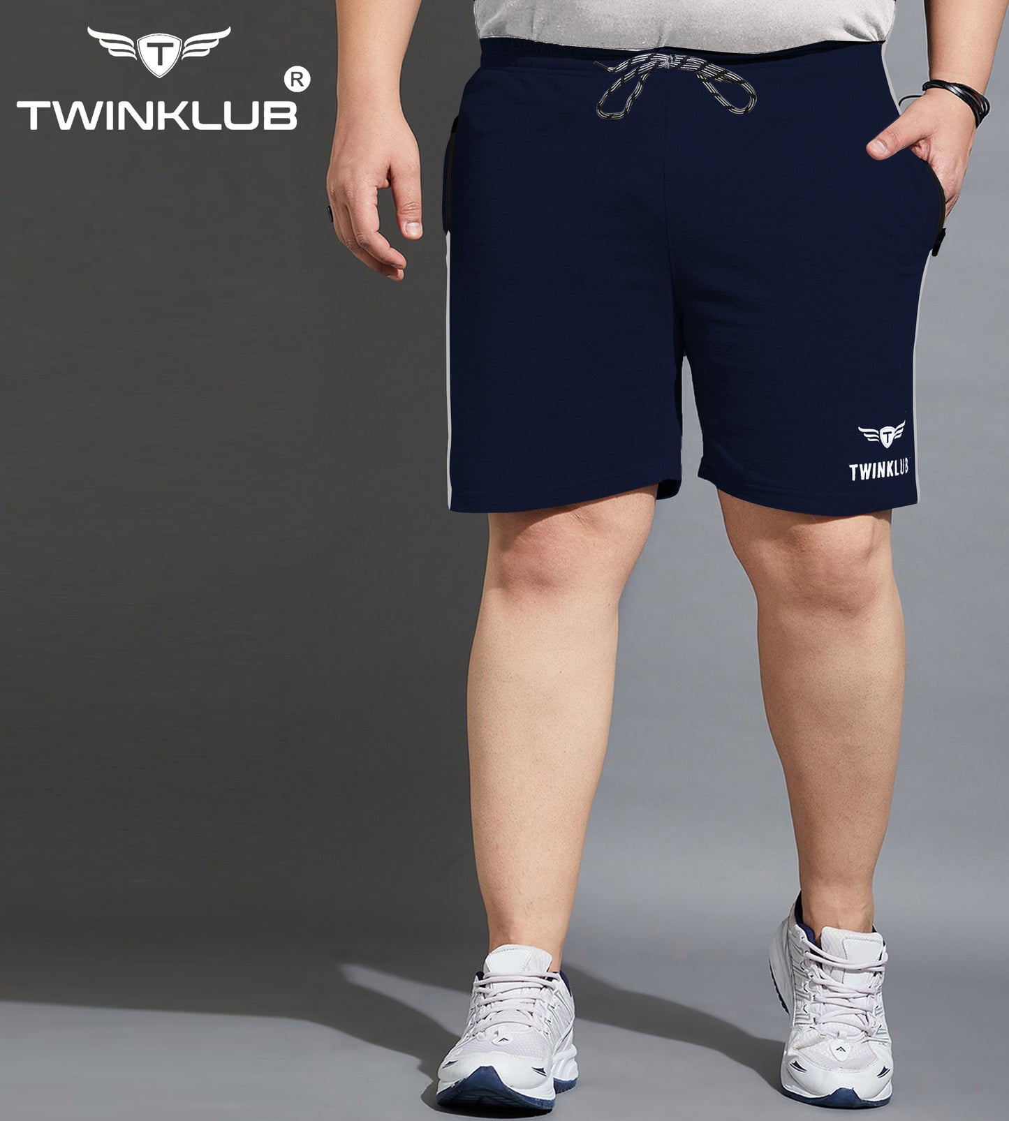 Mens Premium Navy Shorts With Zip Pockets Plus TK703P