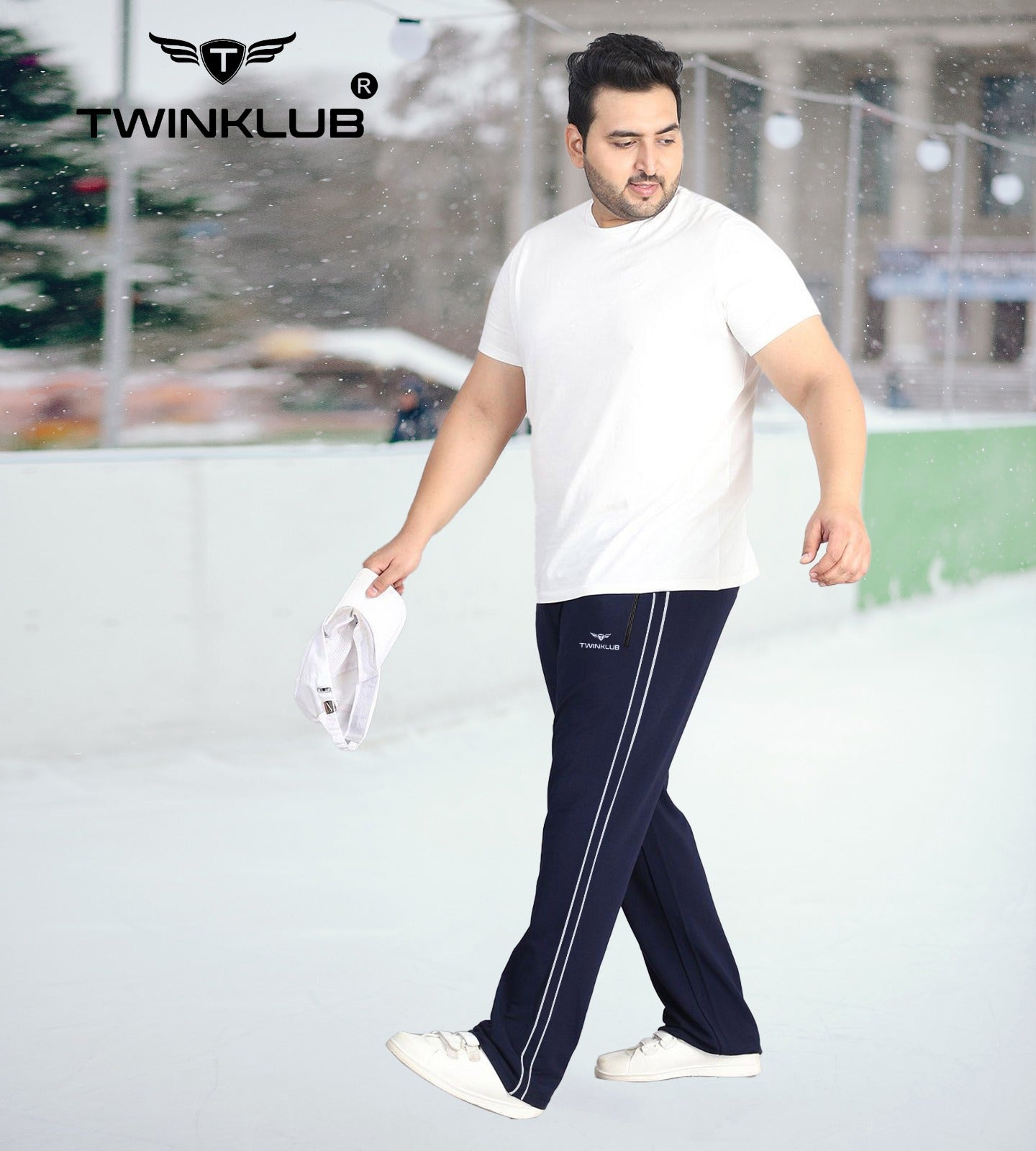 Premium Navy Track pants With side zip pockets Plus TK705P