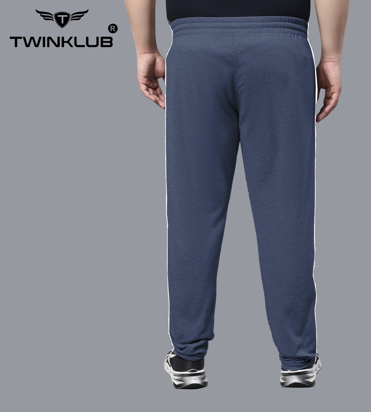 Premium Navy Melange Track pants With side zip pockets Plus TK705P