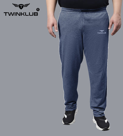 Premium Navy Melange Track pants With side zip pockets Plus TK705P