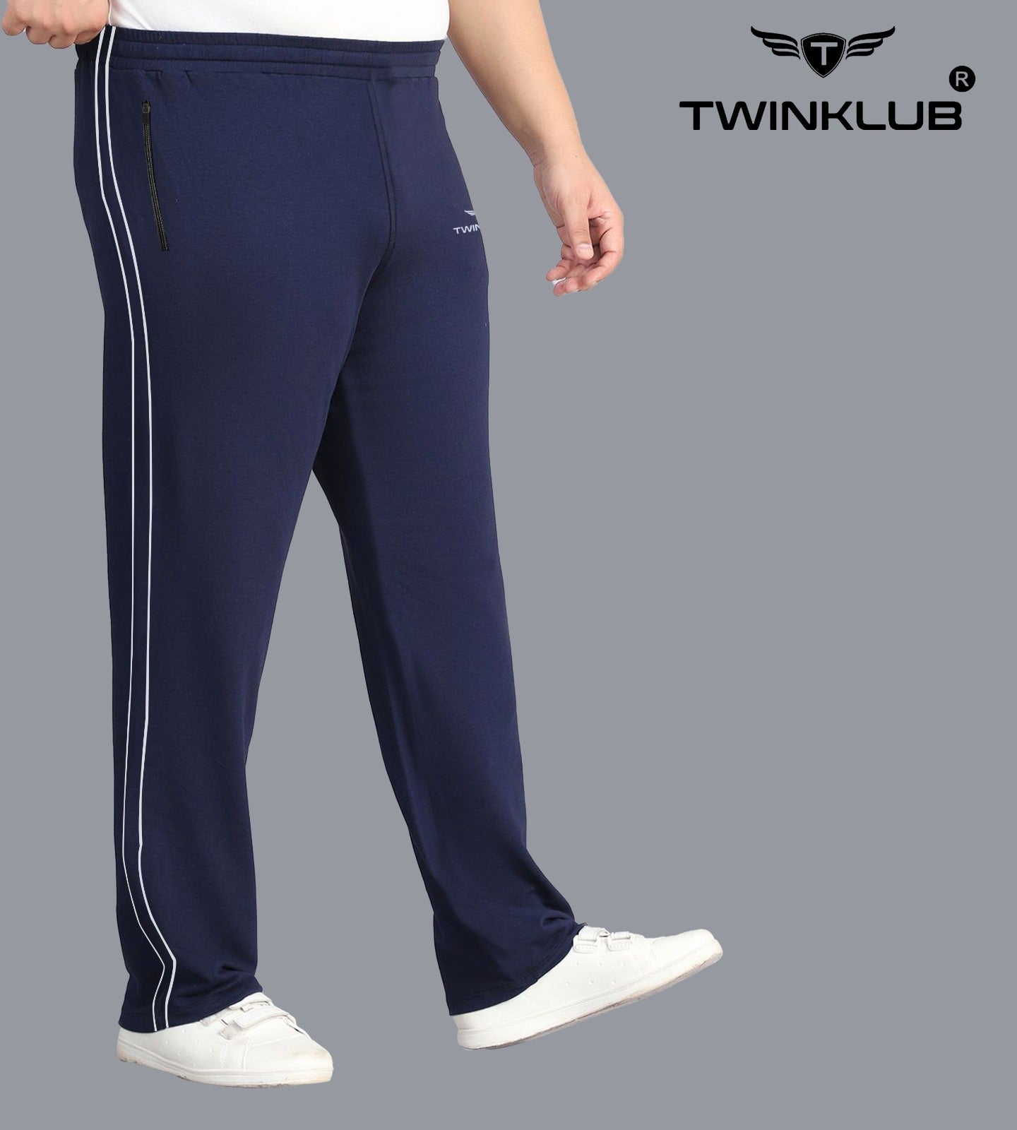 Premium Navy Track pants With side zip pockets Plus TK705P