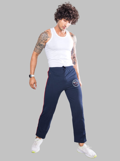 Premium Navy Regular fit Track pants With side zip pockets TK708